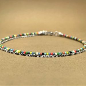 ჭრელი ფეხის სამაჯური MIYUKI ძეწკვით