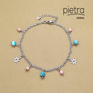 აპატიტისა და როდონიტის ფეხის სამაჯური ძეწკვზე