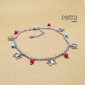 სერდოლიკისა და იასპისის ფეხის სამაჯური ძეწკვზე