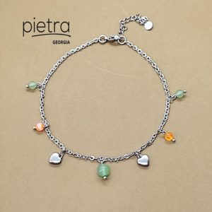 ავანტურინის და სერდოლიკის ფეხის სამაჯური ძეწკვზე