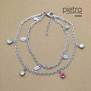 ფერად ცირკონიანი ორმაგი ფეხის სამაჯური