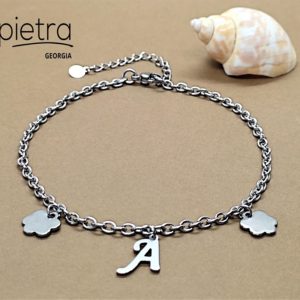 პერსონალური ფოლადის ფეხის სამაჯური ინიციალით