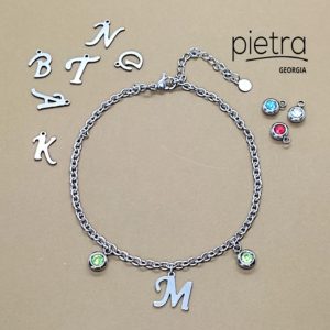 პერსონალური ფოლადის ფეხის სამაჯური ინიციალით