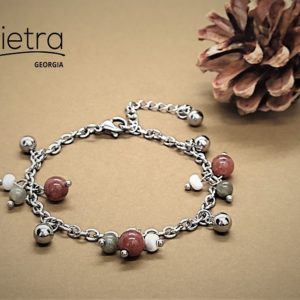 ყავისფერი ავანტურინი, ლაბრადორიტი და ჰოვლიტის სამაჯური