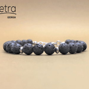 ლავის ქვის და უჟანგავი ფოლადის სამაჯური