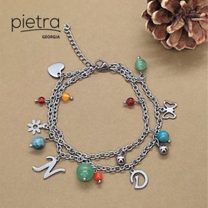 სერდოლიკი, ავანტურინი და აპატიტის სამაჯური ინიციალებით