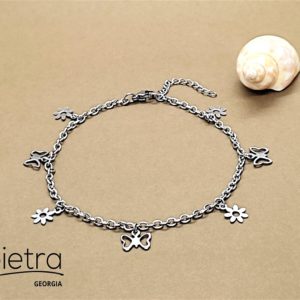 უჟანგავი ფოლადის ფეხის სამაჯური ჩარმებით