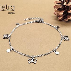 უჟანგავი ფოლადის ფეხის სამაჯური ჩარმებით