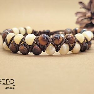 ორმაგი სამაჯური ჟადეიტი და ვეფხვის თვალით