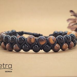 ორმაგი სამაჯური ონიქსი და ვეფხვის თვალით