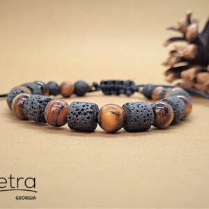 ვეფხვის თვალი და ლავის ქვით სამაჯური