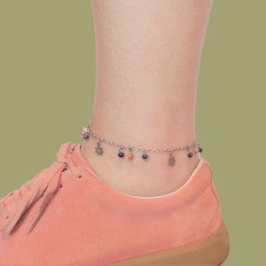 ლაზურიტის და როდონიტის ფეხის სამკაული ძეწკვზე