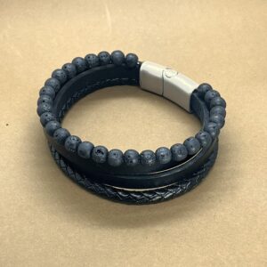 ტყავის და ლავის ქვის სამაჯური